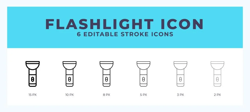 Flashlight icon. Editable stroke line icon vector illustration. Illustration