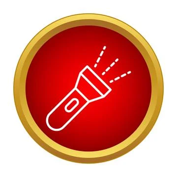 Flashlight icon emitting light in red circle Stockillustratie
