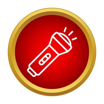Flashlight icon emitting light in red circle Stockillustratie