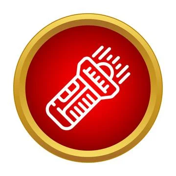 Flashlight icon emitting light in a red circle Stock Illustration