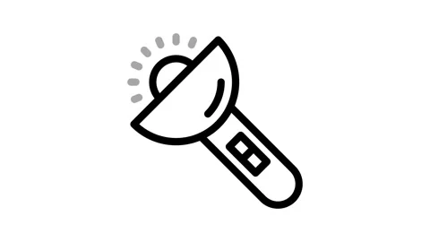 A flashlight icon featuring a light, indicating a source of illumination. Stock Footage 334918851
