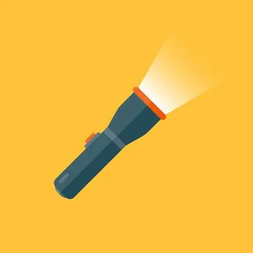 Flashlight icon in flat style. Electric lamp vector illustration on isolate.. Stock Illustration