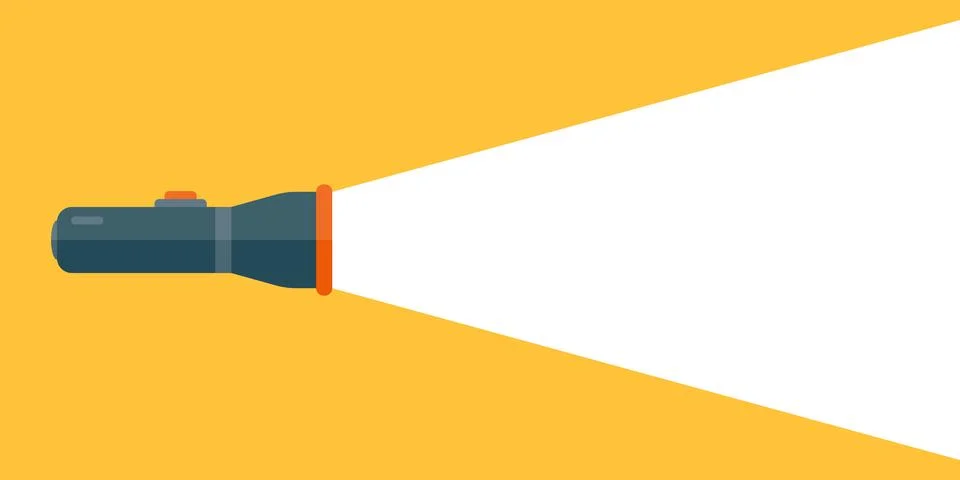 Flashlight icon in flat style. Electric lamp vector illustration on isolate.. Stock Illustration