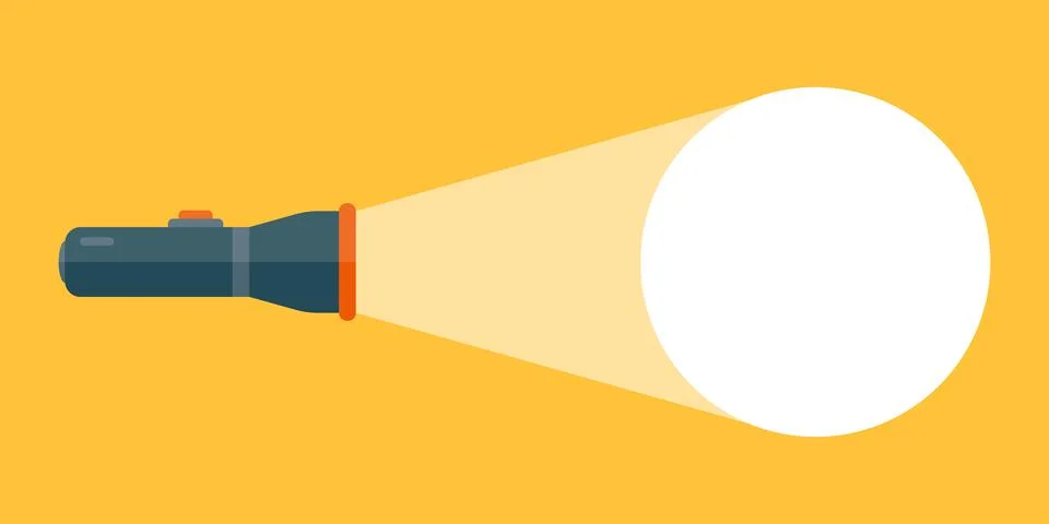 Flashlight icon in flat style. Electric lamp vector illustration on isolate.. Stock Illustration