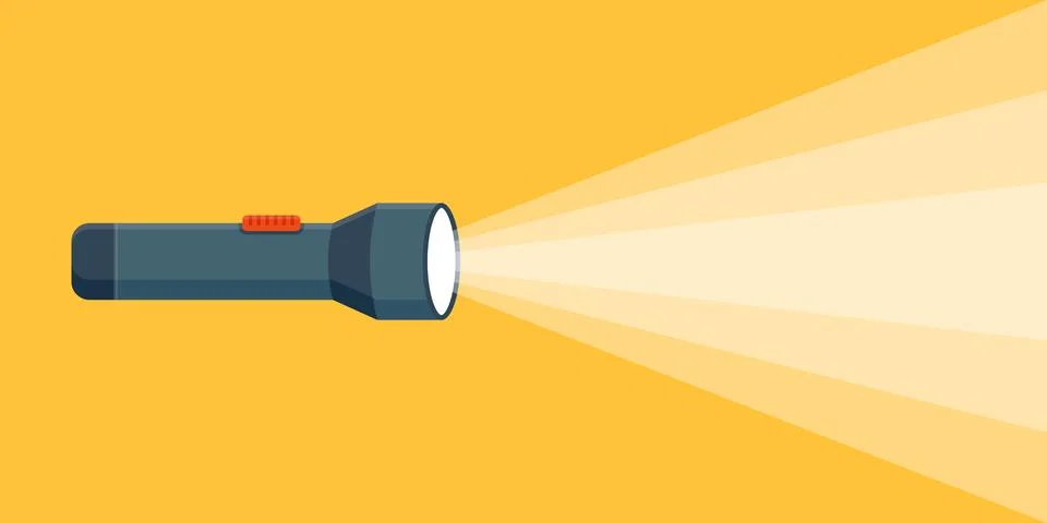 Flashlight icon in flat style. Electric lamp vector illustration on isolate.. Stock Illustration