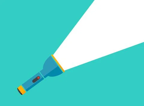 Flashlight icon in flat style. Electric lamp vector illustration on isolate.. Stock Illustration
