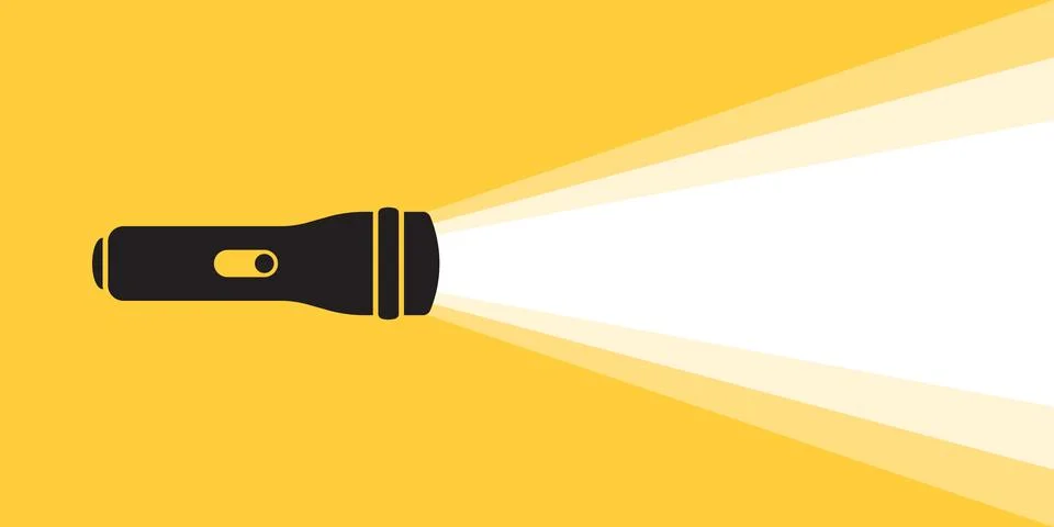 Flashlight icon in flat style. Electric lamp vector illustration on isolate.. Stock Illustration