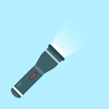Flashlight icon in flat style. Electric lamp vector illustration on isolate.. Stock Illustration