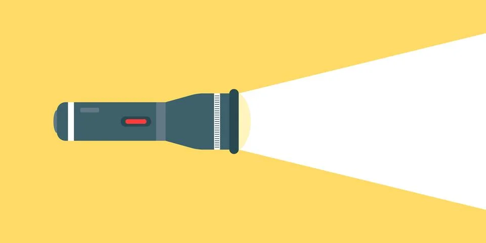 Flashlight icon in flat style. Electric lamp vector illustration on isolate.. Stock Illustration