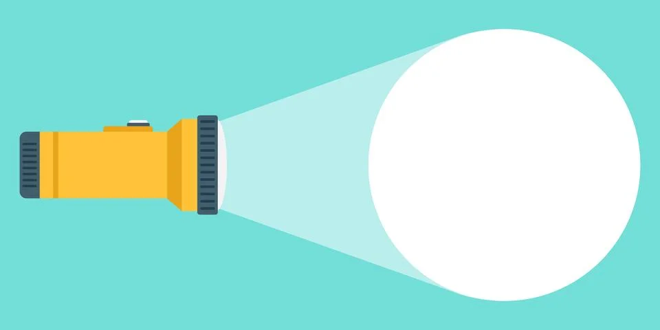 Flashlight icon in flat style. Electric lamp vector illustration on isolate.. Stock Illustration