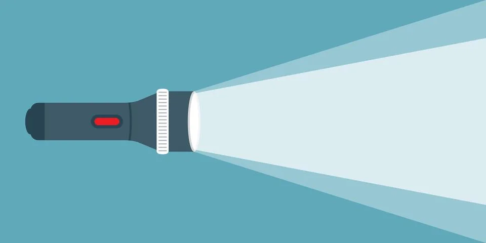 Flashlight icon in flat style. Electric lamp vector illustration on isolate.. Stock Illustration
