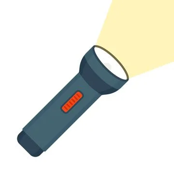 Flashlight icon in flat style. Electric lamp vector illustration on isolate.. Stock Illustration