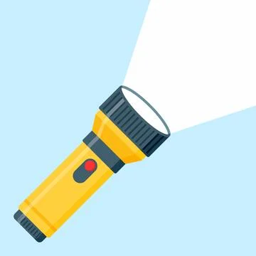 Flashlight icon in flat style. Electric lamp vector illustration on isolate.. Stock Illustration