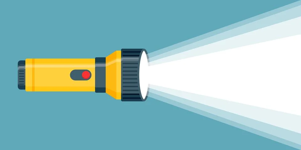 Flashlight icon in flat style. Electric lamp vector illustration on isolate.. Stock Illustration