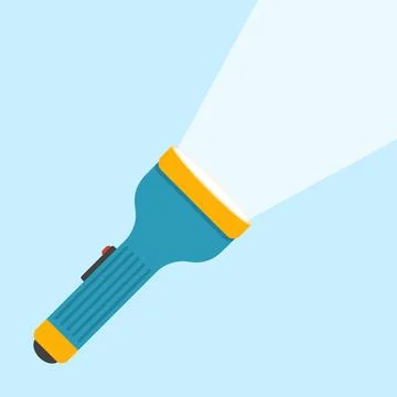 Flashlight icon in flat style. Electric lamp vector illustration on isolate.. Stock Illustration