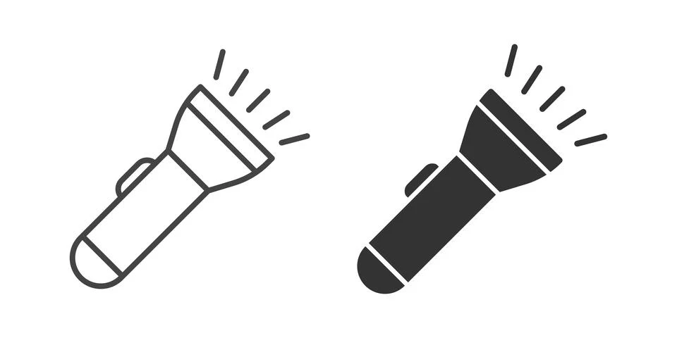 Flashlight icon in flat style. Electric lamp vector illustration on isolate.. Stock Illustration