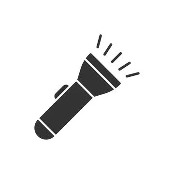 Flashlight icon in flat style. Electric lamp vector illustration on isolate.. Stock Illustration