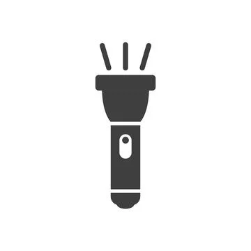 Flashlight icon in flat style. Electric lamp vector illustration on isolate.. Stock Illustration