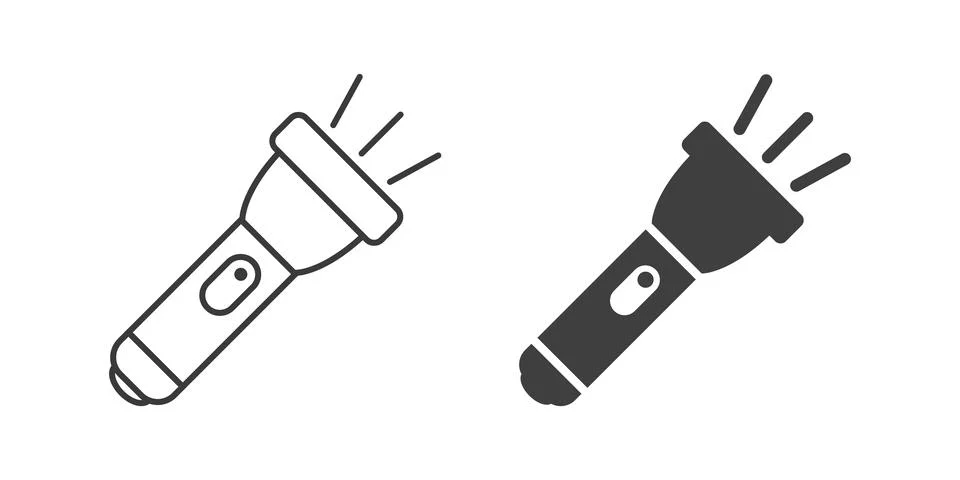 Flashlight icon in flat style. Electric lamp vector illustration on isolate.. Stock Illustration