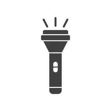 Flashlight icon in flat style. Electric lamp vector illustration on isolate.. Stock Illustration