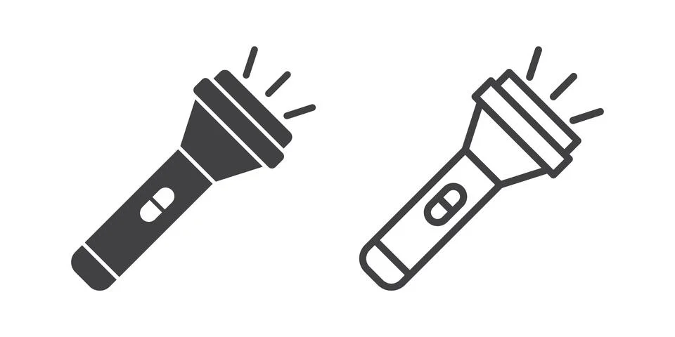 Flashlight icon in flat style. Electric lamp vector illustration on isolate.. Stock Illustration