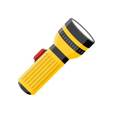 Flashlight icon in flat style. Electric lamp vector illustration on isolate.. Stock Illustration