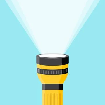 Flashlight icon in flat style. Electric lamp vector illustration on isolate.. Stock Illustration