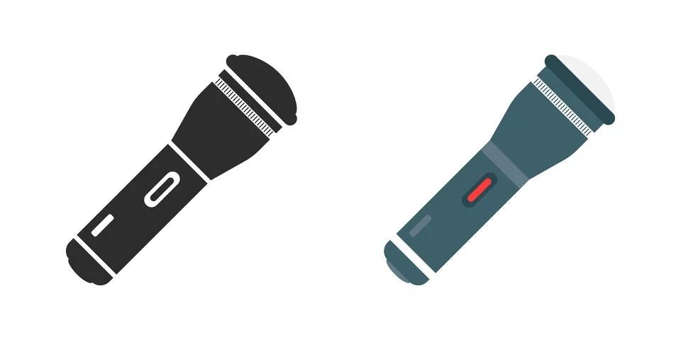 Flashlight icon in flat style. Electric lamp vector illustration on isolate.. Stock Illustration