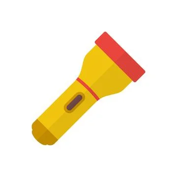 Flashlight icon in flat style. Electric lamp vector illustration on isolate.. Stock Illustration
