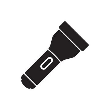 Flashlight icon in flat style. Electric lamp vector illustration on isolate.. Stock Illustration