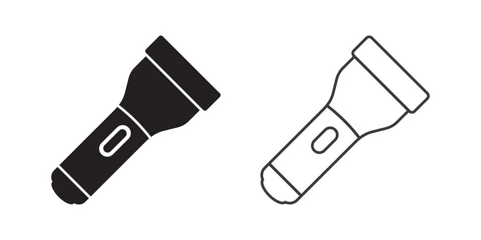 Flashlight icon in flat style. Electric lamp vector illustration on isolate.. Stock Illustration