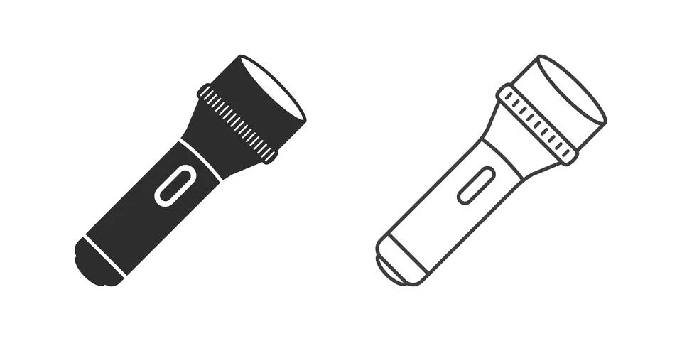 Flashlight icon in flat style. Electric lamp vector illustration on isolate.. Stock Illustration