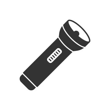 Flashlight icon in flat style. Electric lamp vector illustration on isolate.. Stock Illustration