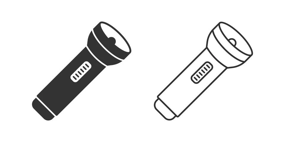 Flashlight icon in flat style. Electric lamp vector illustration on isolate.. Stock Illustration