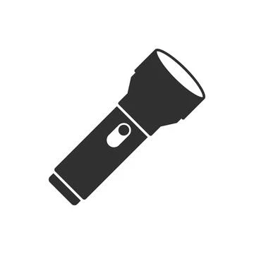 Flashlight icon in flat style. Electric lamp vector illustration on isolate.. Stock Illustration