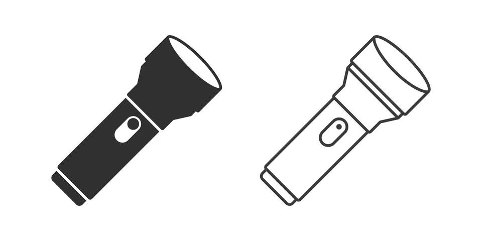Flashlight icon in flat style. Electric lamp vector illustration on isolate.. Stock Illustration
