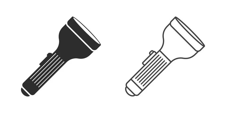 Flashlight icon in flat style. Electric lamp vector illustration on isolate.. Stock Illustration