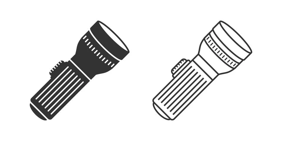 Flashlight icon in flat style. Electric lamp vector illustration on isolate.. Stock Illustration