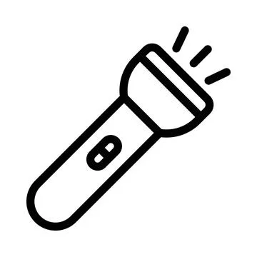 Flashlight icon linear logo mark in black and white Stock Illustration
