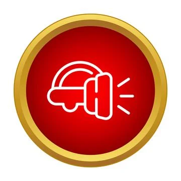 Flashlight icon projecting beam of light in red circle Stock Illustration