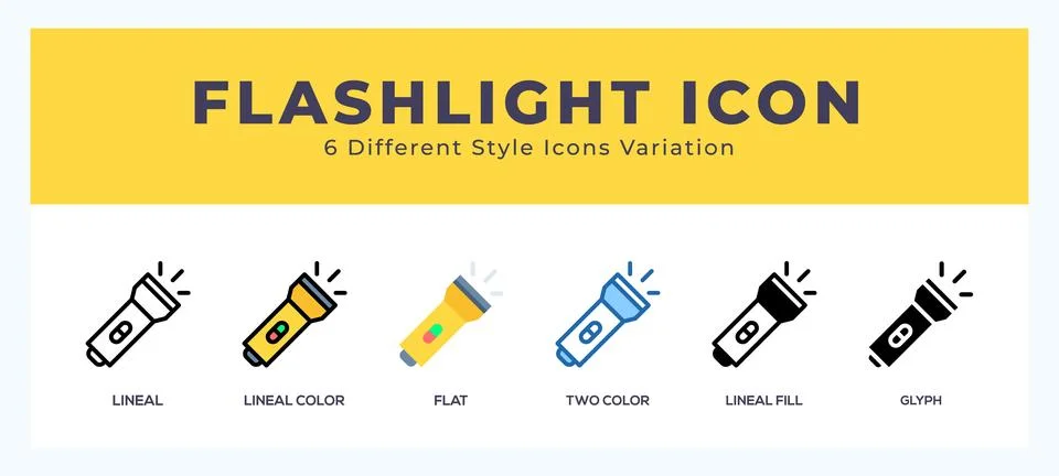 Flashlight icon set. Design elements for logo Stock Illustration
