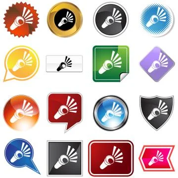 Flashlight icon set Stock Illustration