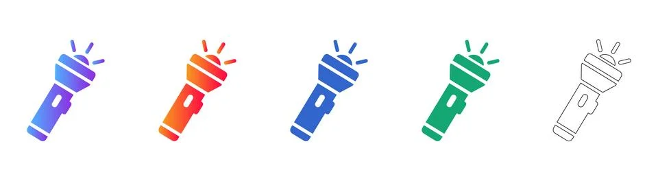 Flashlight Icon Set in Vibrant Gradient Styles Stock Illustration
