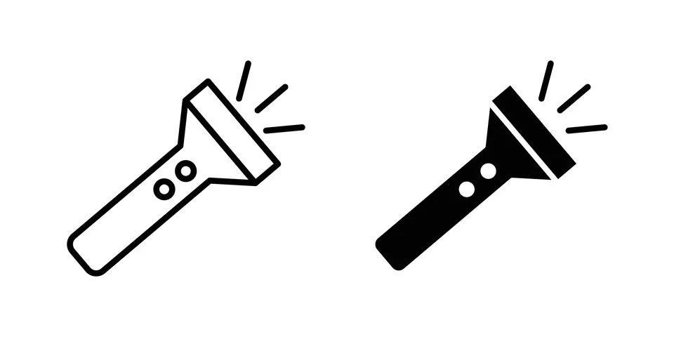 Flashlight icon silhouette vector set. thin line pack Stock Illustration