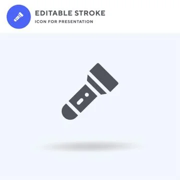 Flashlight icon vector, filled flat sign, solid pictogram isolated on white,  Stock Illustration