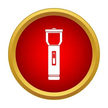 Flashlight icon vector illustration on red circle Stock Illustration