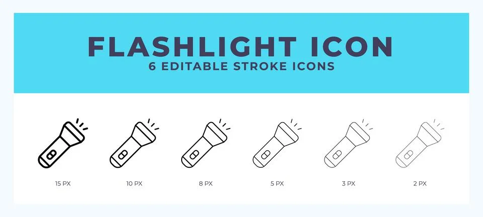 Flashlight icon vector for web. And mobile app. Editable stroke outline icon. Stock Illustration