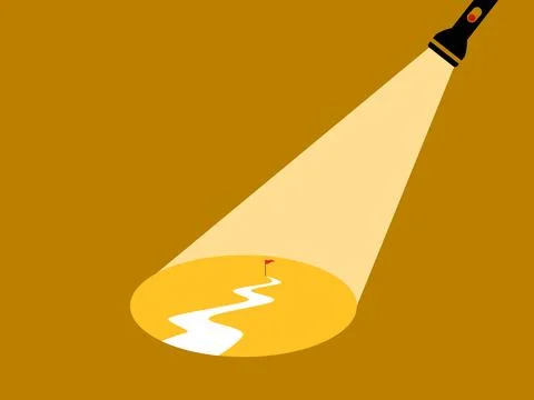 Flashlight illuminates a new path Stock Illustration