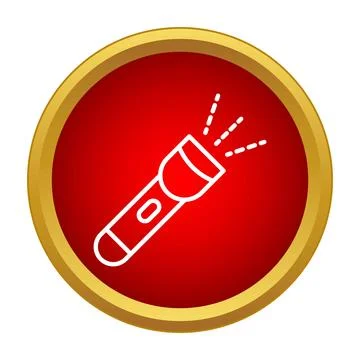 Flashlight illuminating darkness vector graphic button icon 스톡 일러스트