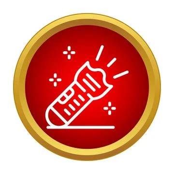 Flashlight illuminating light beam icon button illustration Stock Illustration